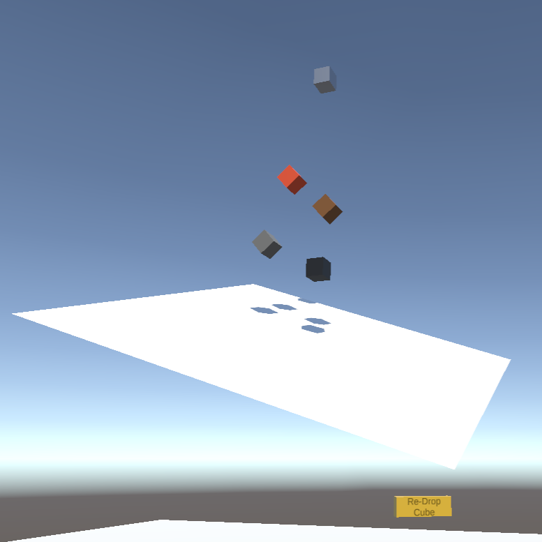 Cube falling on a ramp inside the VR build